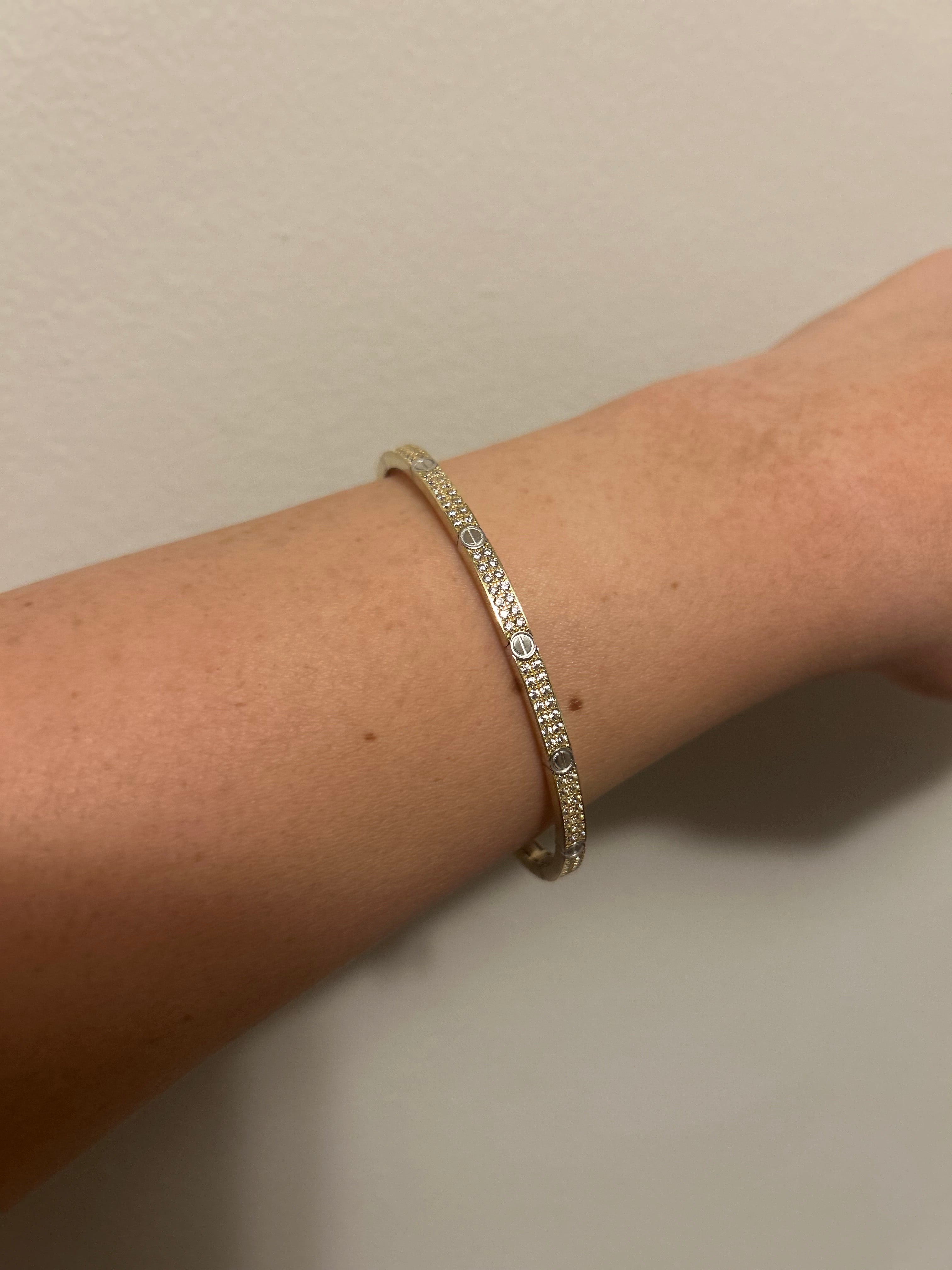 14K Pave Cristal Bangle Bracelet
