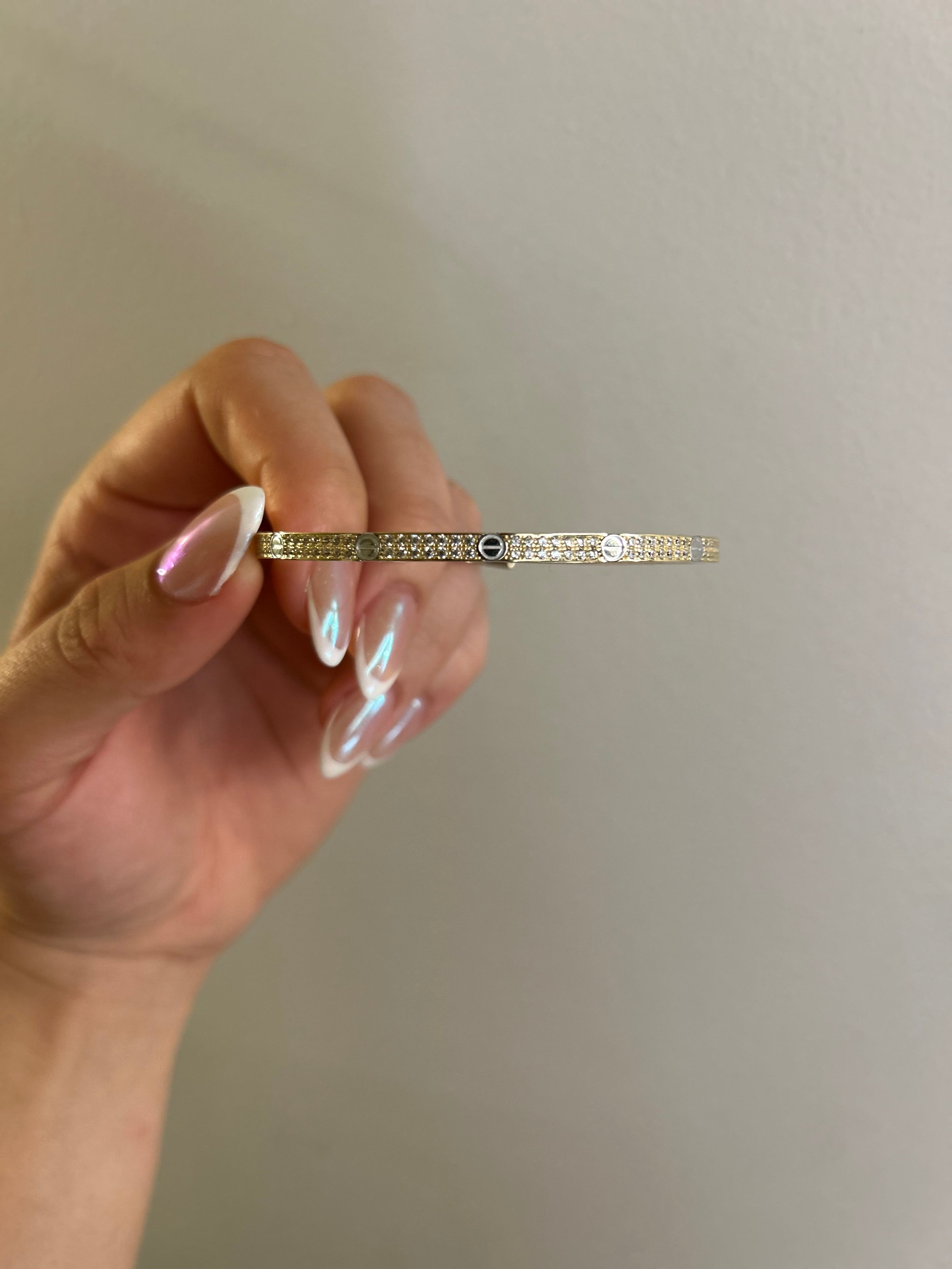 14K Pave Cristal Bangle Bracelet