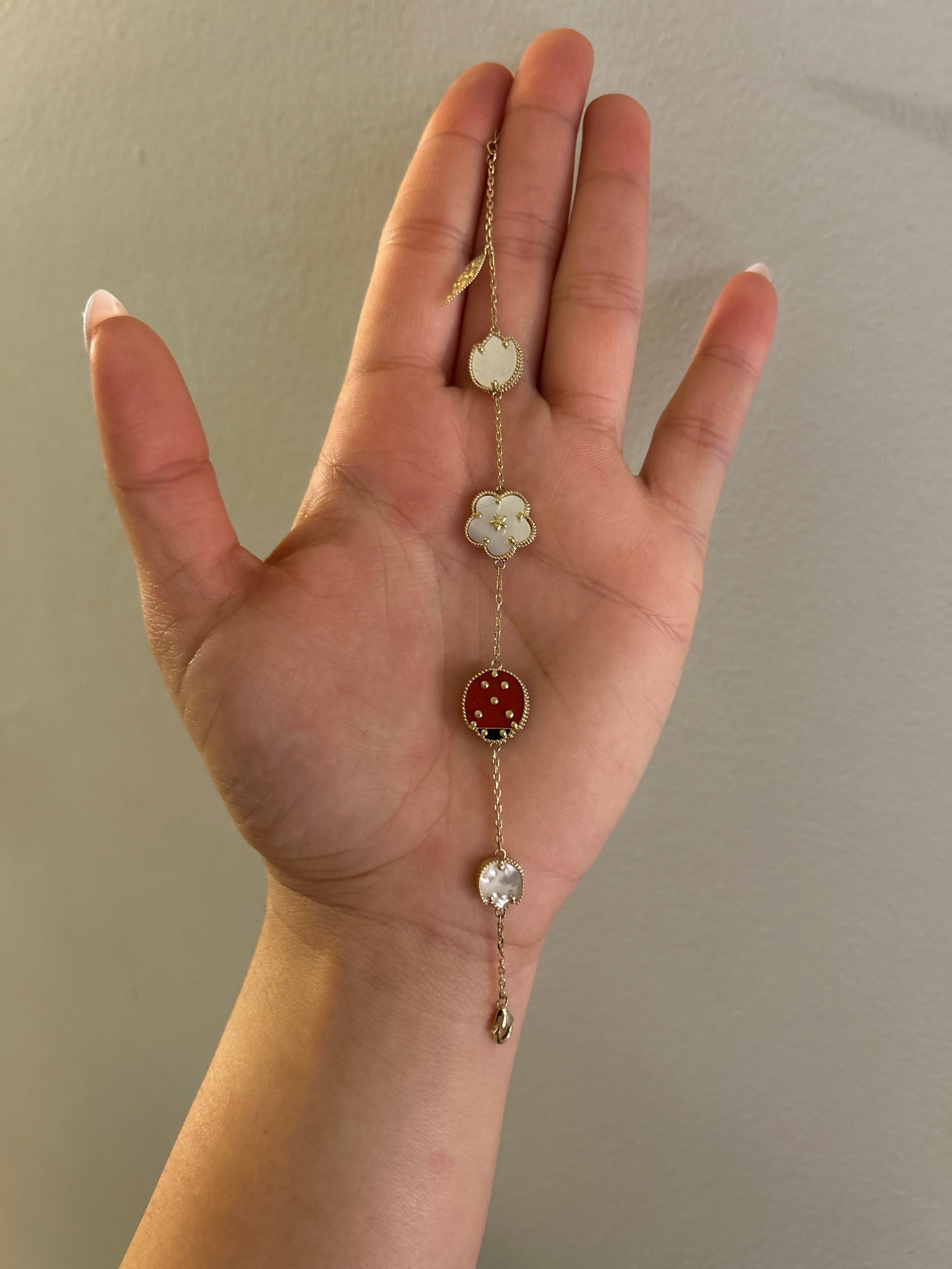 14K Ladybug with Flowers
