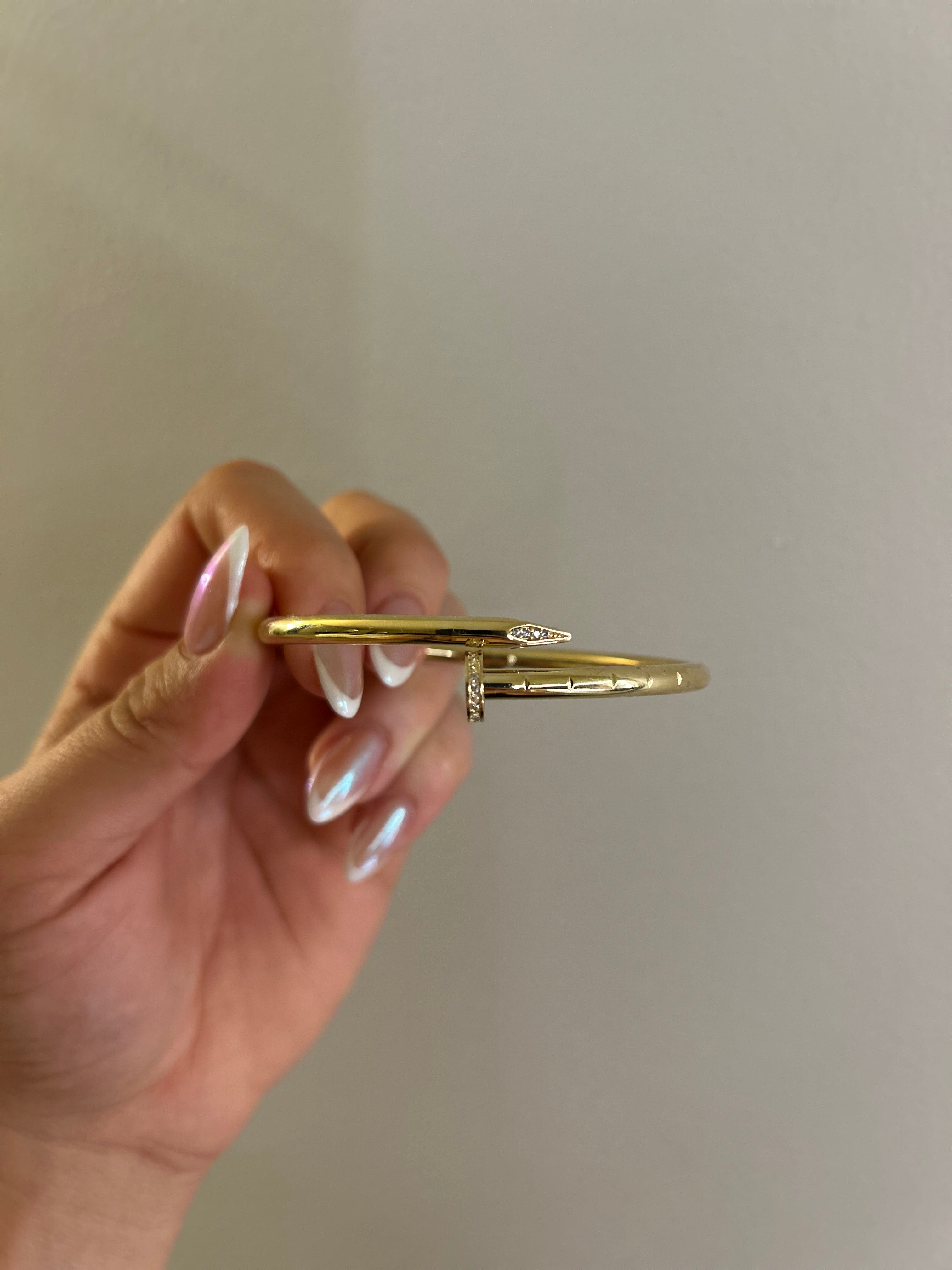 14K Nail Bangle Bracelet