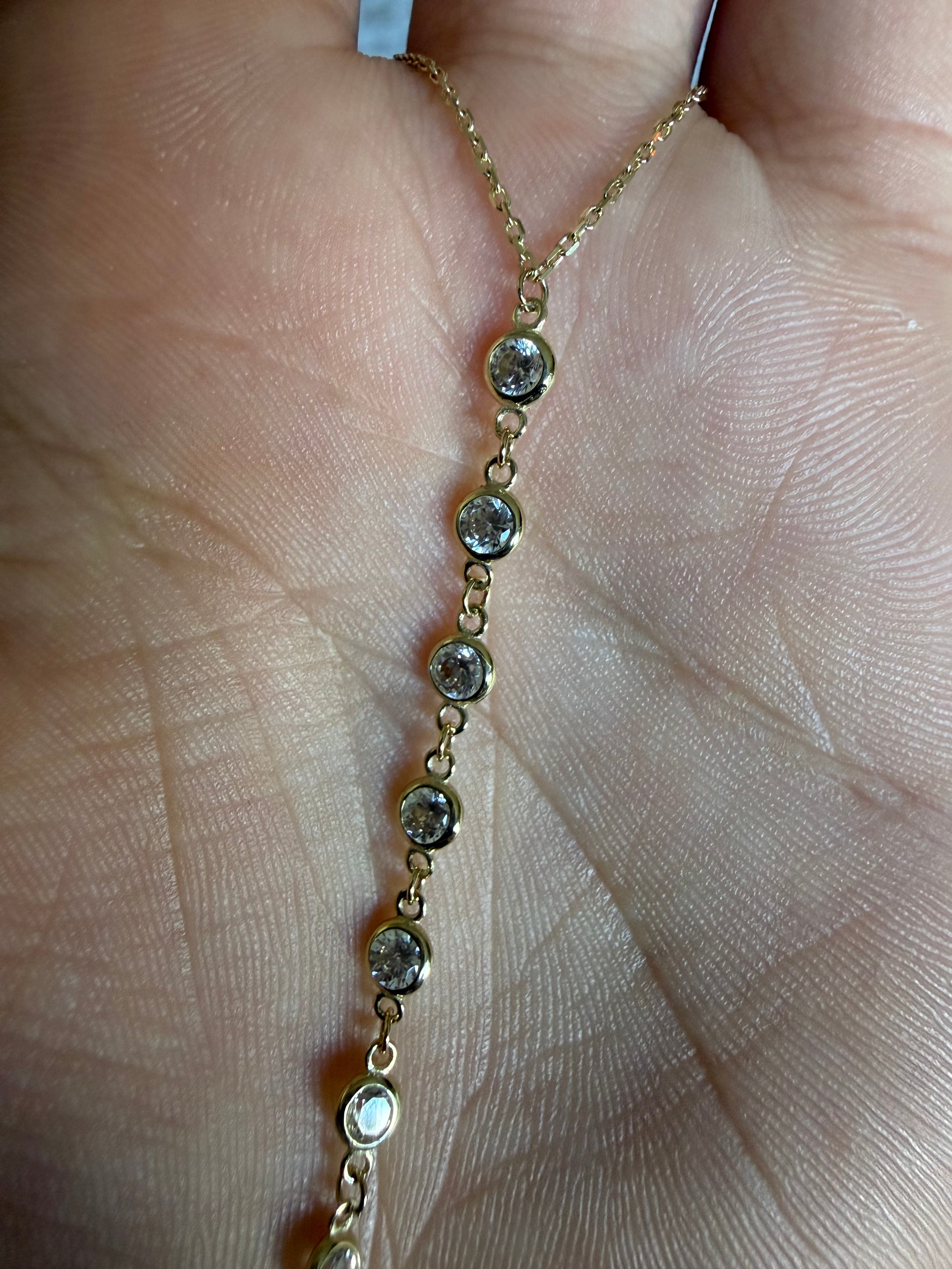 Bezel-set Hand Chain Bracelet
