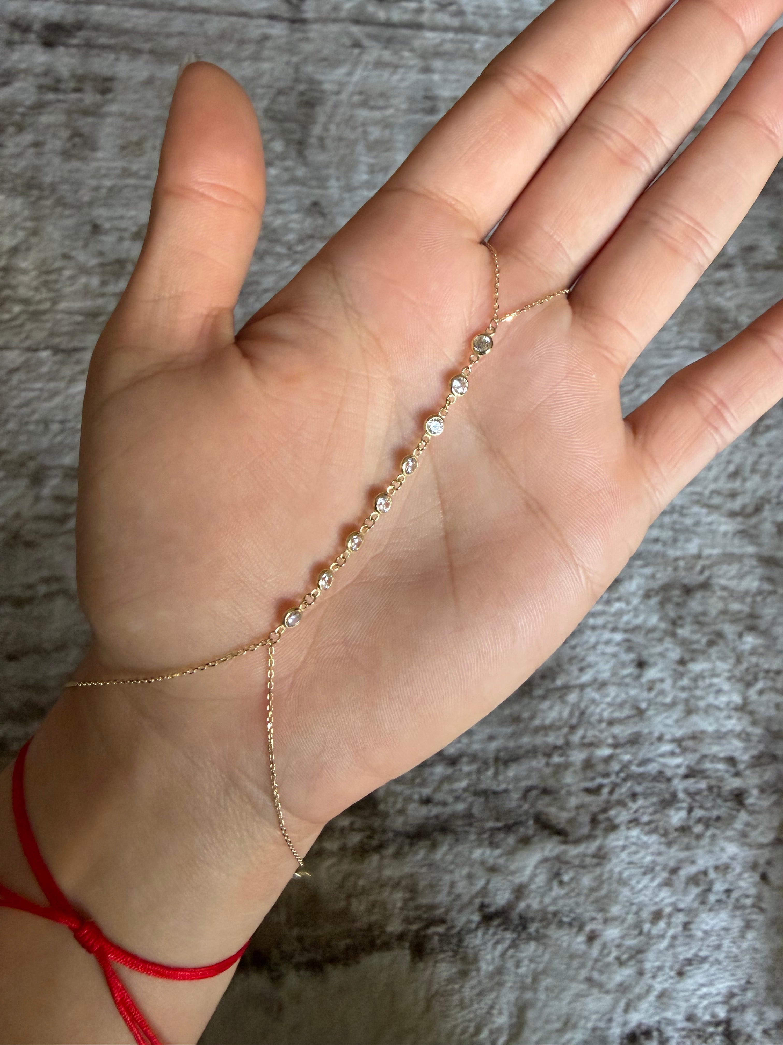 Bezel-set Hand Chain Bracelet