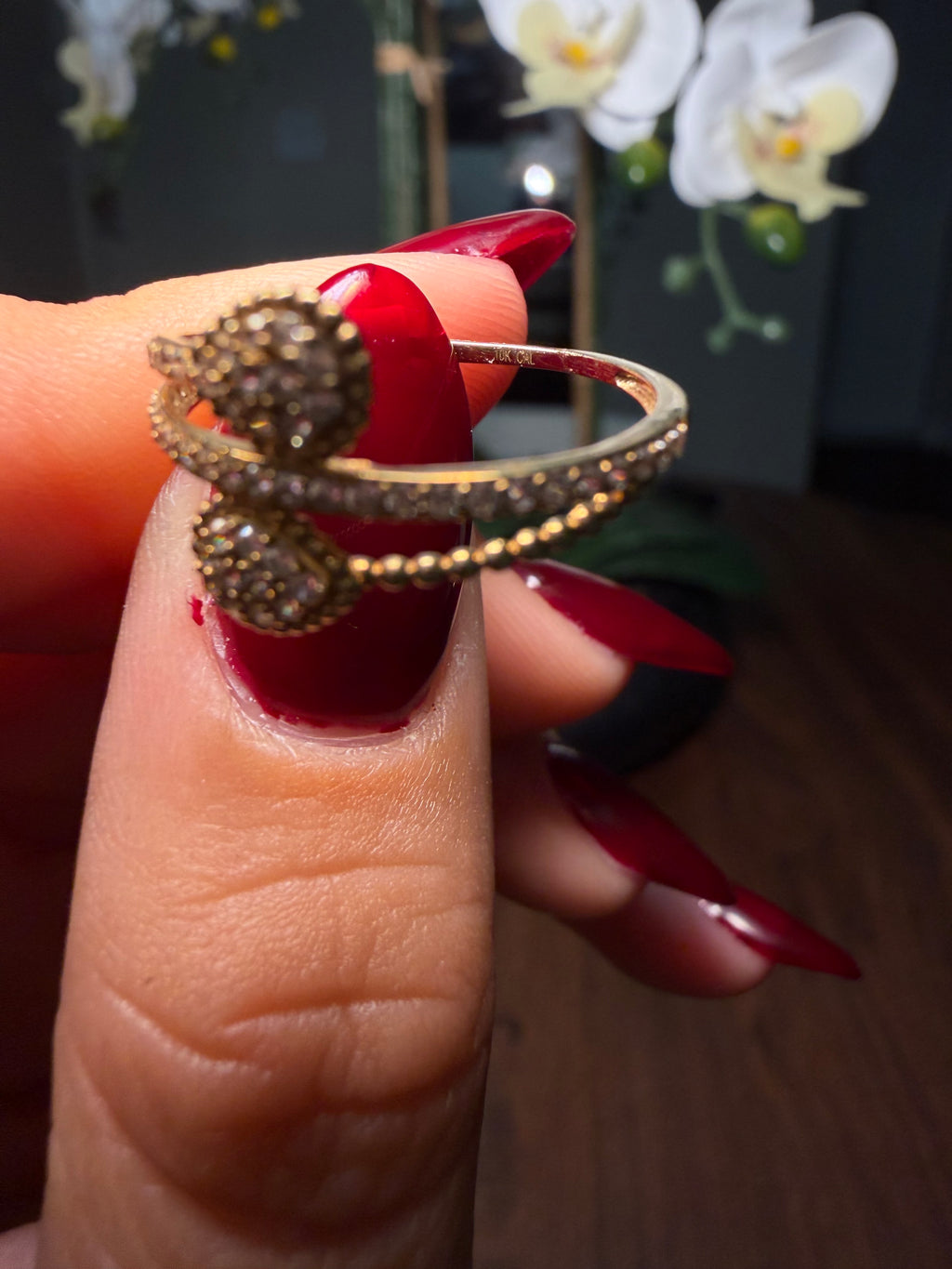Gold Bypass Teardrop Ring 10K