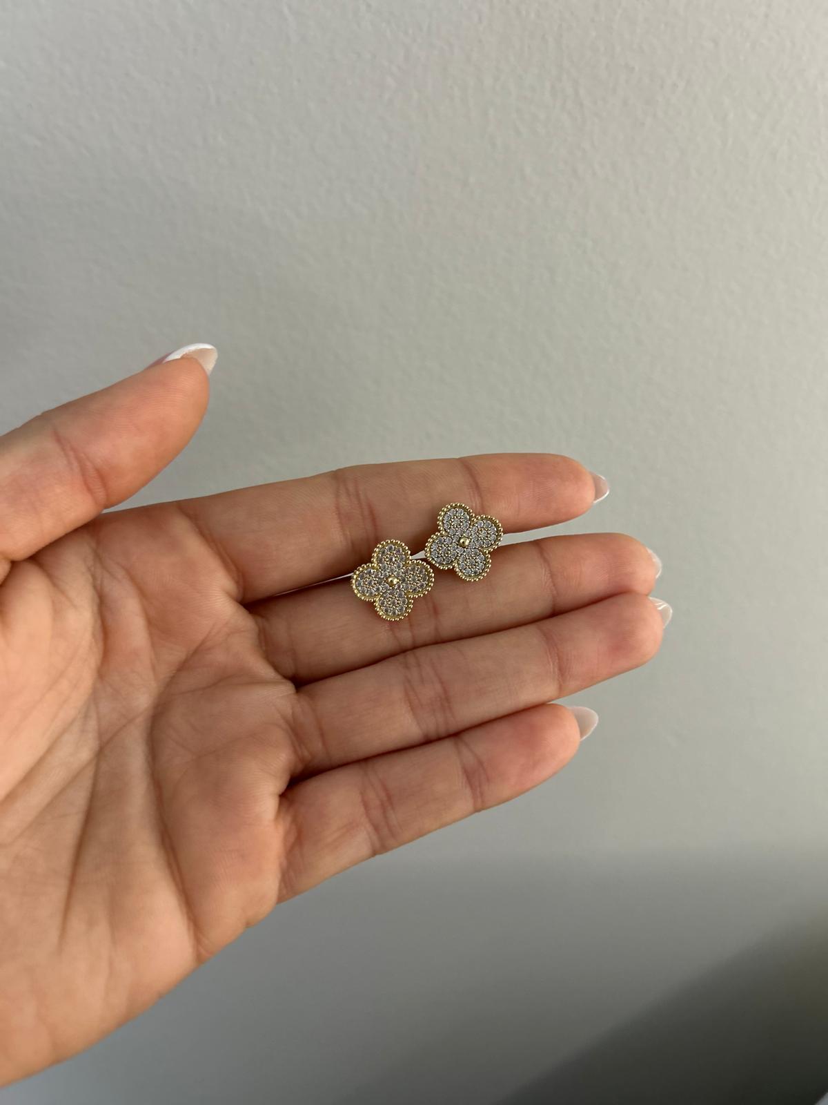 14K Clover earrings